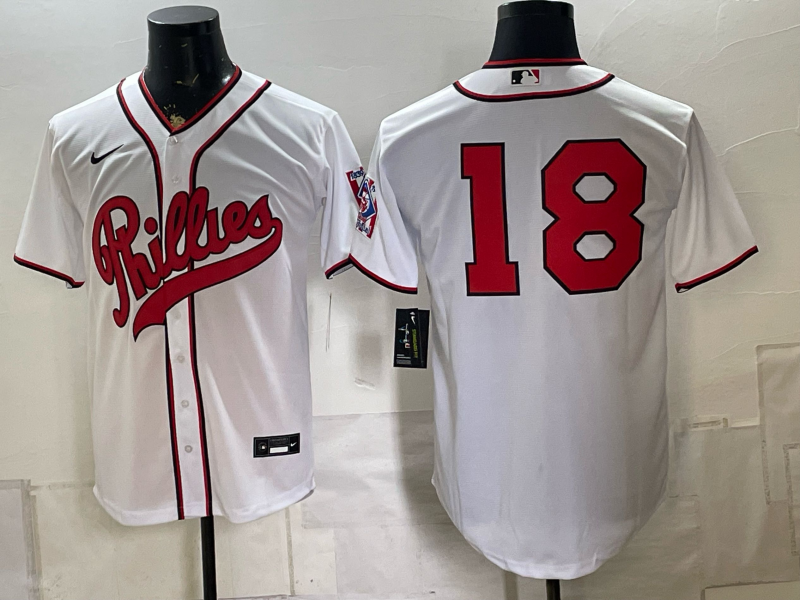 Men 2026 Philadelphia Phillies #18 white Game Nike MLB Jersey 082300->philadelphia phillies->MLB Jersey